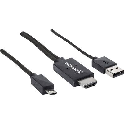 Manhattan 151511  USB / HDMI Aansluitkabel  1.50 m Zwart 