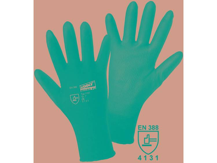 Worky 1151 Fijngebreide handschoen MICRO black 100% nylon met PU-coating Maat 11
