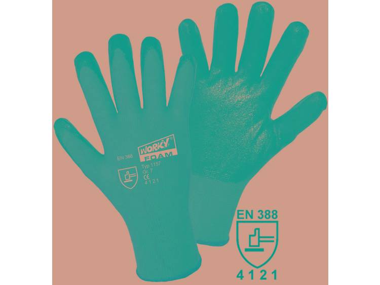Worky 1157 Fijngebreide handschoen FOAM 100% nylon met nitril-coating Maat 8