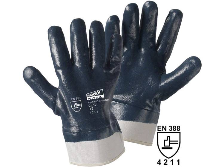 Worky 1452C Katoenen tricot handschoen cross-nitril Katoen met Nitrilrubber coating