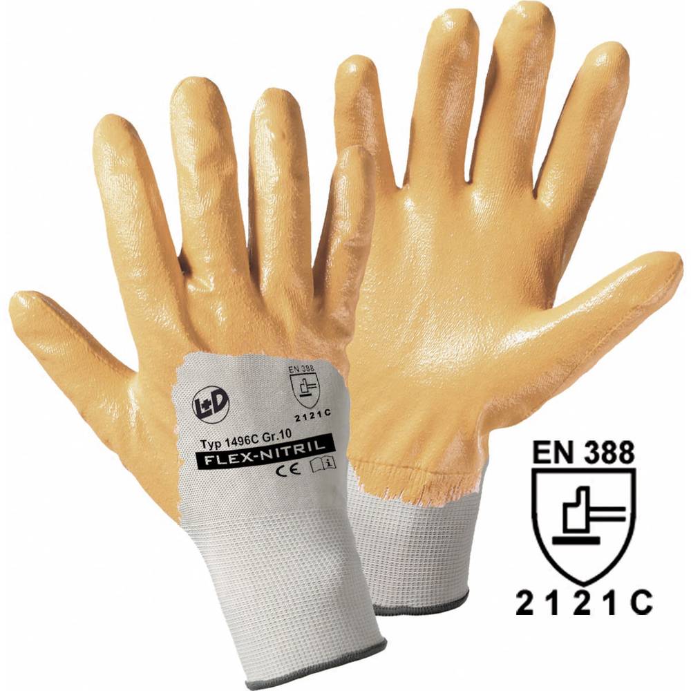 L+D worky Flex-Nitril 1496C-M Polyester Werkhandschoen Maat (handschoen): 8, M EN 388 Cat II 1 paar