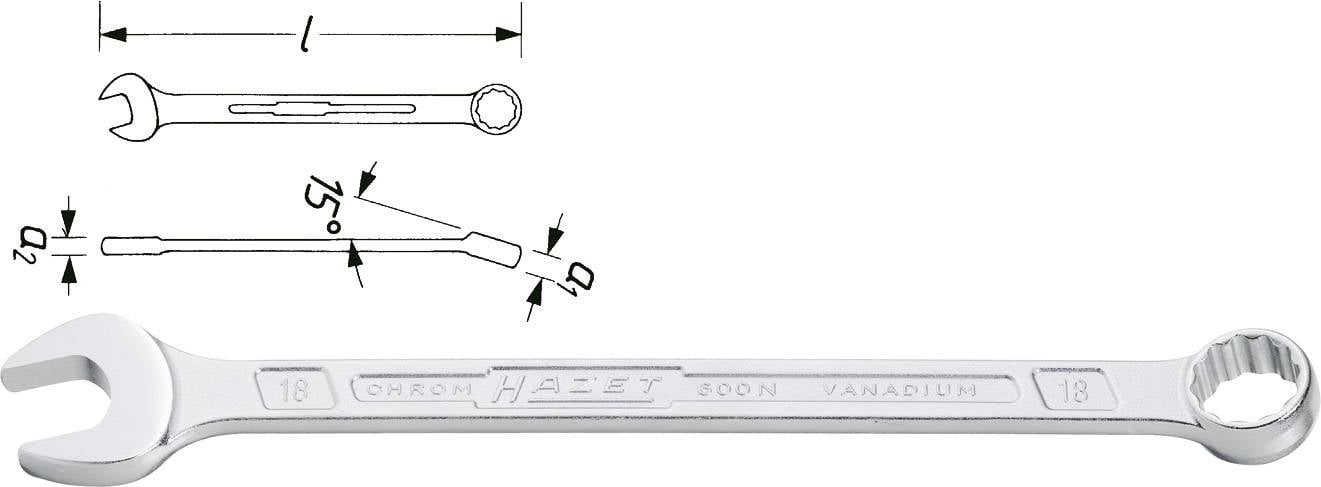 Hazet 600NA-9/16 Ring-steeksleutel Sleutelbreedte (inch) 9/16"