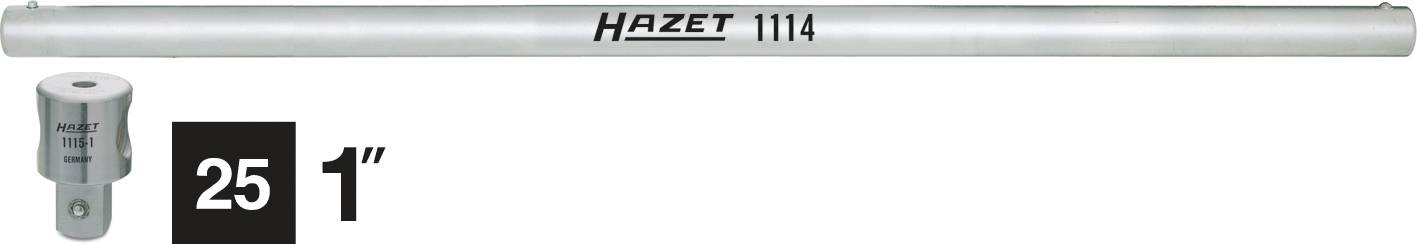 Verlengstang van Hazet met modelnummer 1114, 25 cm lang, 1-inch aandrijving. Geschikt voor gereedschappen ten behoeve van draaimomentverlenging.