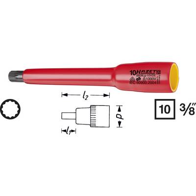 Rode VDE schroevendraaier met geïsoleerde handgreep en beschermingssymbolen, geschikt voor werkzaamheden tot 1000V, productnummer 8809L-10VDE.