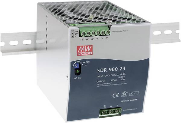 MEAN WELL SDR-960-24 DIN-rail netvoeding  24 V/DC 40 A 960 W Aantal uitgangen:1 x  Inhoud 1 stuk(s)