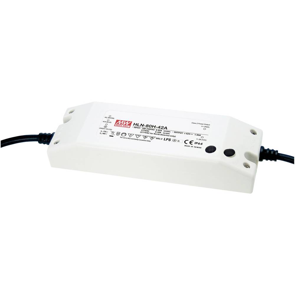 Mean Well HLN-80H-42A LED-driver, LED-transformator Constante spanning, Constante stroomsterkte 81 W 1.95 A 25.2 - 42 V/DC Dimbaar, PFC-schakeling,