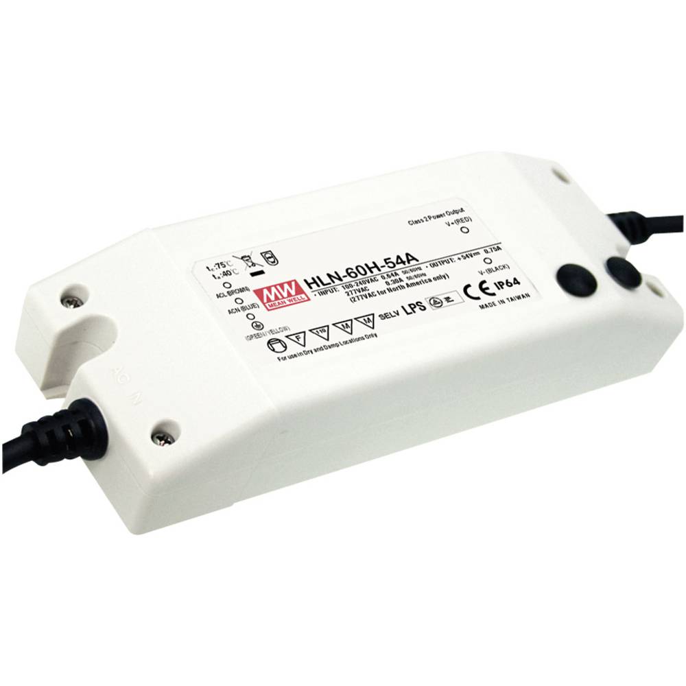 Mean Well HLN-60H-36A LED-driver, LED-transformator Constante spanning, Constante stroomsterkte 61 W 1.7 A 21.6 - 36 V/DC Dimbaar, PFC-schakeling,