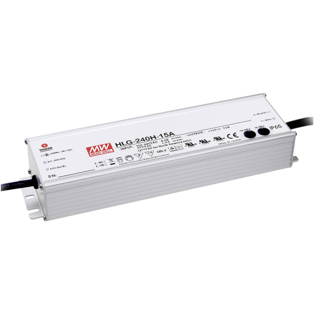 Mean Well HLG-240H-48A LED-driver, LED-transformator Constante spanning, Constante stroomsterkte 240 W 5 A 48 V/DC PFC-