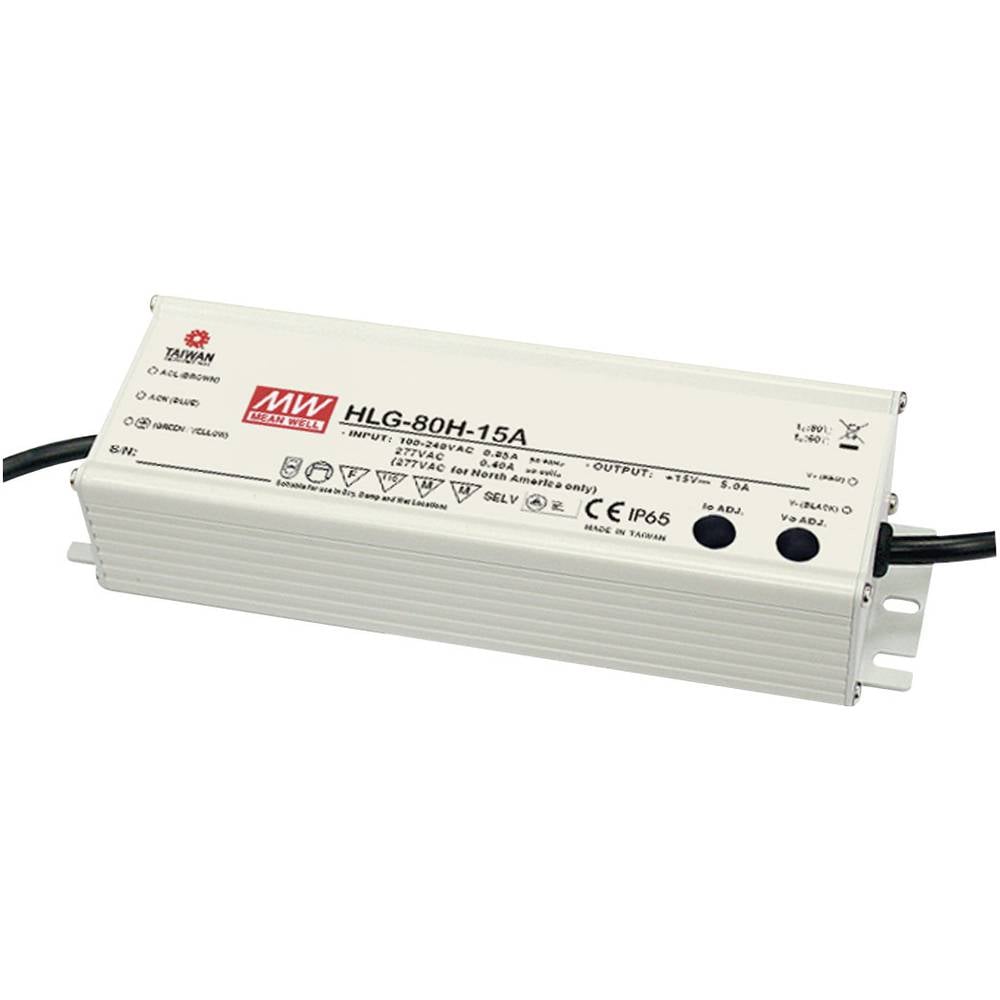 Mean Well HLG-80H-24A LED-driver, LED-transformator Constante spanning, Constante stroomsterkte 81.6 W 3.4 A 24 V/DC PF