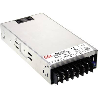 Metalen voeding met meerdere aansluitklemmen aan de voorzijde, gemarkeerd met modelnummer 'MSP-300-5'.