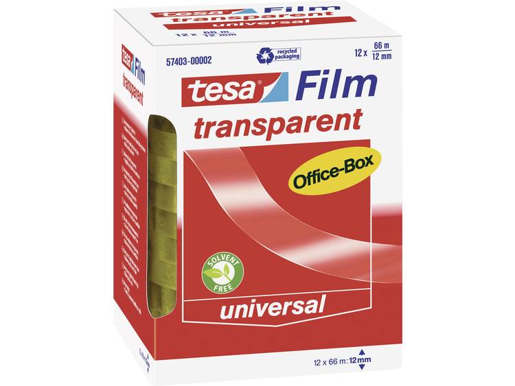 tesafilm transparant (l x b) 66 m x 12 mm Transparant 57403-00002-00 TESA Inhoud: 12 rollen