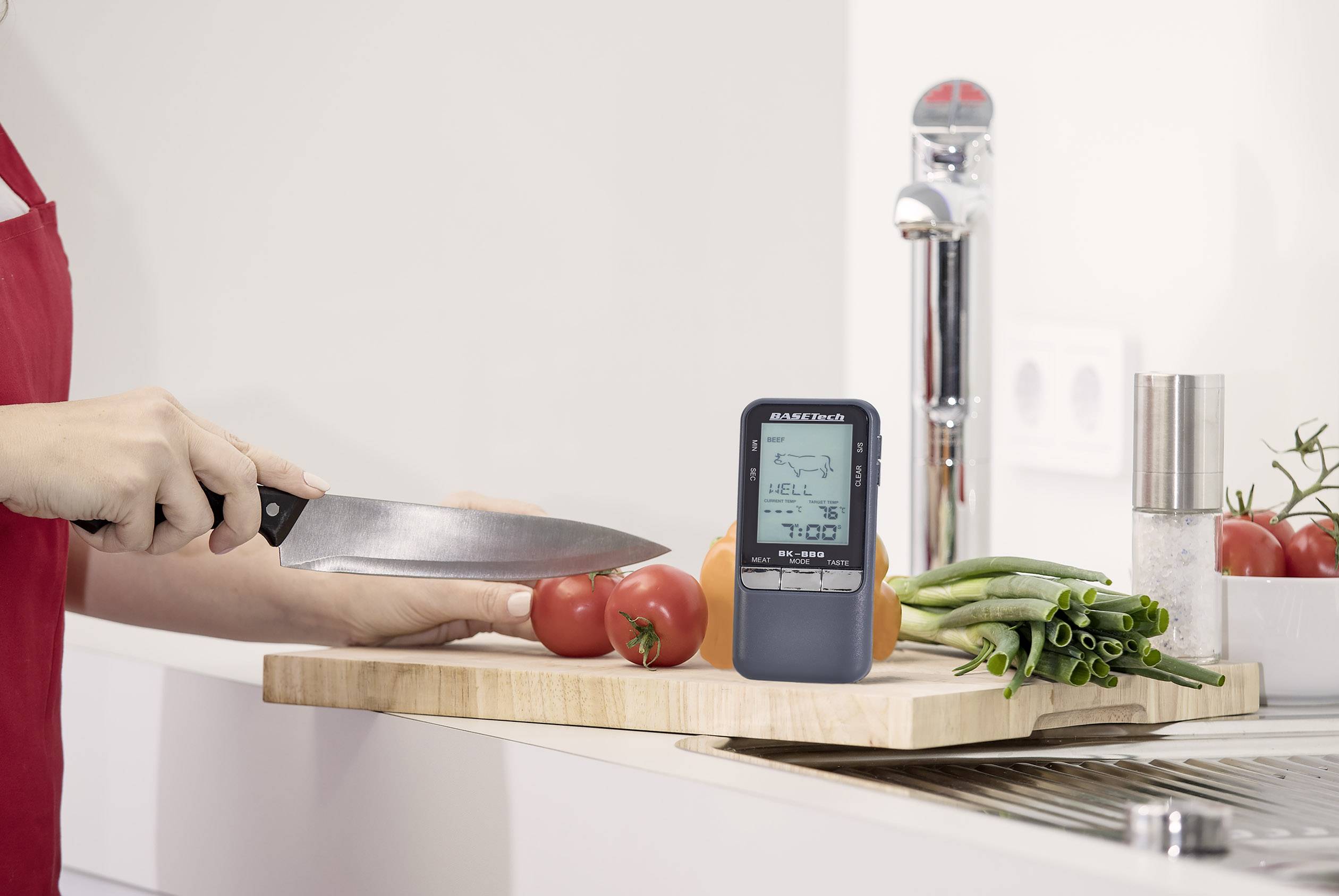 Basetech BK-BBQ Insteekthermometer Meetbereik temperatuur 0 tot 250 °C Radiografische overdracht-1