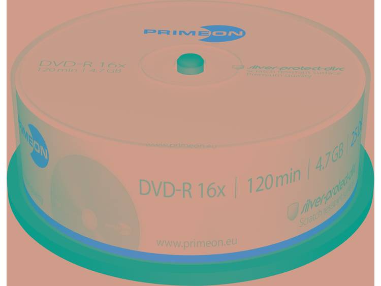 DVD-R disc 4.7 GB Primeon 2761203 25 stuks Spindel Mat zilver oppervlak