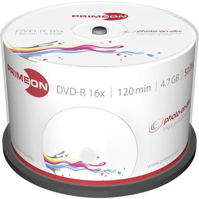 Primeon 2761206 DVD-R disc 4.7 GB 50 stuk(s) Spindel Bedrukbaar