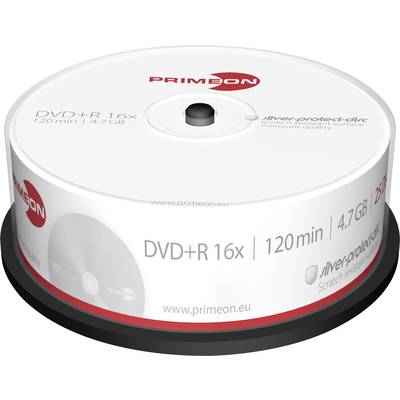 Primeon 2761223 DVD+R disc 4.7 GB 25 stuk(s) Spindel Mat zilver oppervlak