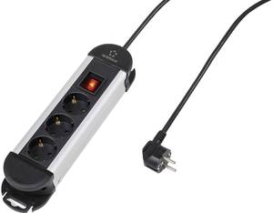Conrad Renkforce 315A-CMB Stekkerdoos met schakelaar 3-voudig Zwart, Zilver Randaarde stekker 1 stuk(s) aanbieding
