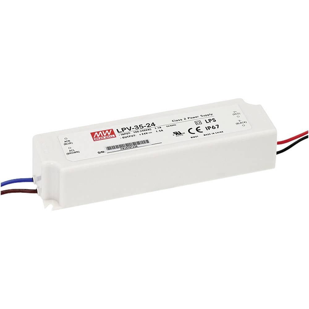 LED-transformator 24 V/DC 36 W 0 - 1.5 A Constante spanning Mean Well LPV-35-24