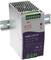 Industrieel voedingsapparaat van Mean Well, model WDR-240-24, gemonteerd op DIN-rail. Ingang: 200-500VAC, Uitgang: 24V/10A.