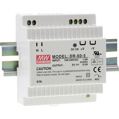 MEAN WELL DR-60-24 DIN-rail netvoeding 24 V/DC 2.5 A 60 W Aantal uitgangen:1 x Inhoud 1 stuk(s)-0