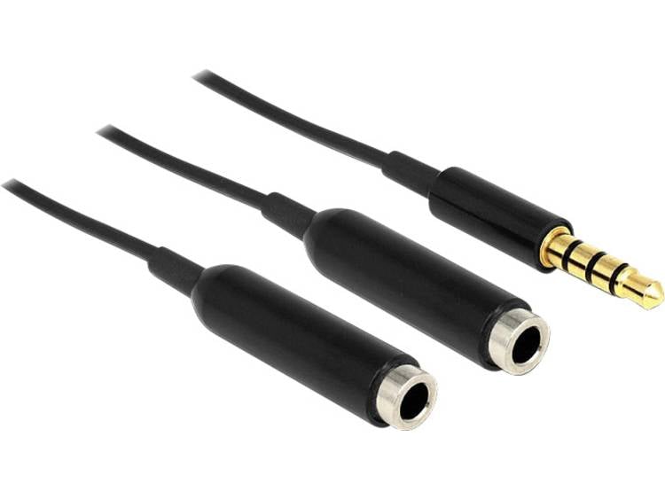 Jackplug Audio Y-kabel [1x Jackplug male 3.5 mm 2x Jackplug female 3.5 mm] 0.25 m Zwart Delock