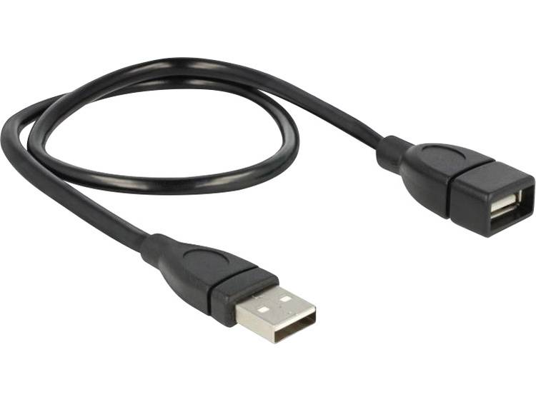 Delock USB 2.0 Aansluitkabel [1x USB 2.0 stekker A 1x USB 2.0 bus A] 0.50 m Zwart Flexibele zwanenha