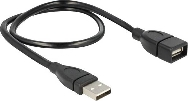 Delock 83499 USB-kabel USB 2.0 USB-A stekker, USB-A bus 0.50 m Zwart Flexibele zwanenhalskabel