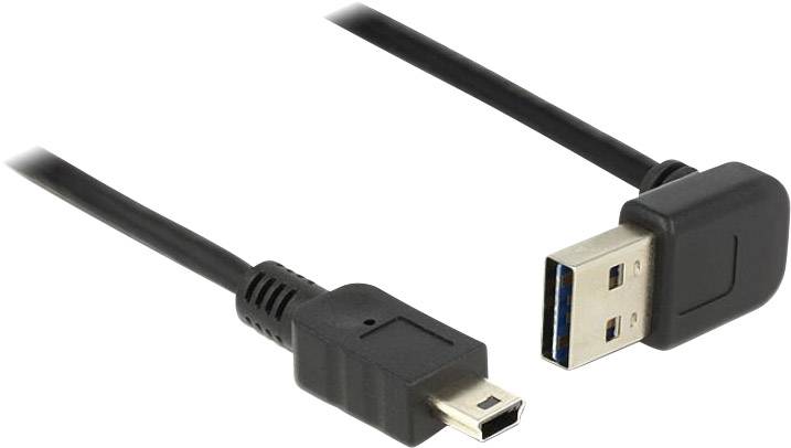 Delock USB-kabel USB 2.0 USB-A stekker, USB-mini-B stekker 2.00 m Zwart Stekker past op beide manieren, Vergulde steekco-0