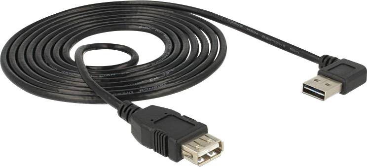 Delock USB-kabel USB 2.0 USB-A stekker, USB-A bus 2.00 m Zwart Stekker past op beide manieren, Vergulde steekcontacten, -1