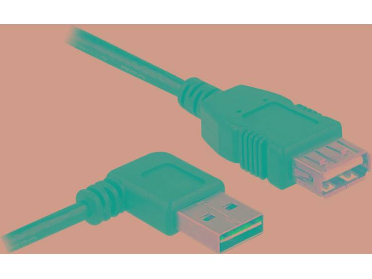 USB 2.0 Aansluitkabel Plat haaks [1x USB 2.0 stekker A 1x USB 2.0 bus A]