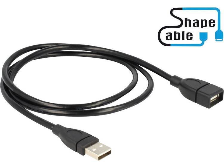 Delock USB 2.0 Aansluitkabel [1x USB 2.0 stekker A 1x USB 2.0 bus A] 1 m Zwart Flexibele zwanenhals-