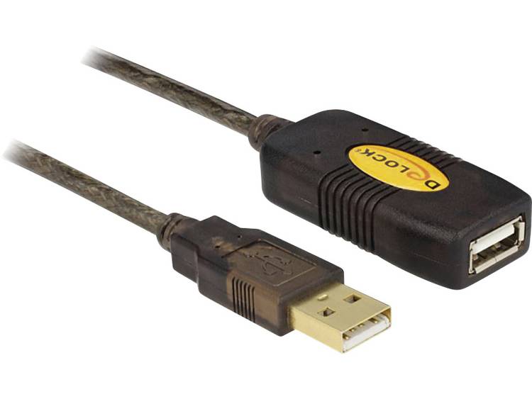 Delock USB 2.0 Verlengkabel [1x USB 2.0 stekker A 1x USB 2.0 bus A] 30 m Zwart Vergulde steekcontact