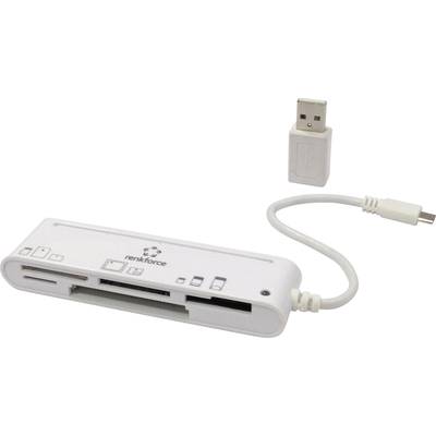 Renkforce externe micro-USB / USB2.0  geheugenkaartlezer OTG440 USB 2.0 - voor tablets, smartphones en PC, wit.