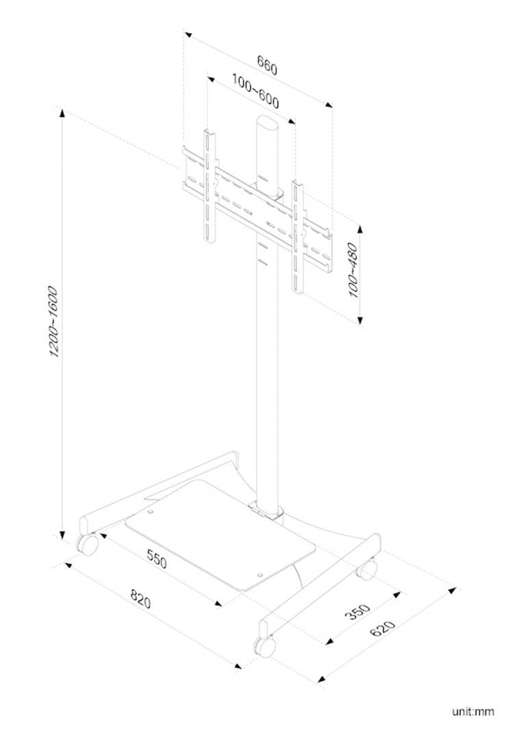 Neomounts PLASMA-M1600 TV-wagen 68,6 cm (27") - 177,8 cm (70") Vast, In hoogte verstelbaar-3