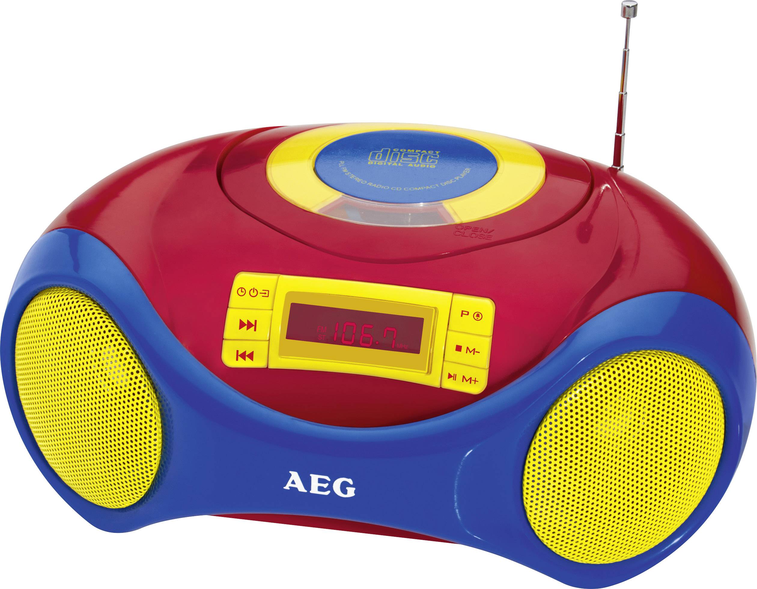 AEG SR 4363 CD Kids N/A voor kinderen, USB, , karaoke, microfoon, Rood, Bont |