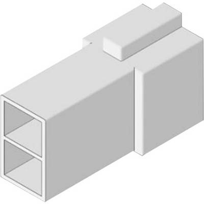 Een grijze LEGO®-Technic-kunststofverbinding toont vier rechthoekige aansluitmogelijkheden, geschikt voor het verbinden met andere onderdelen.