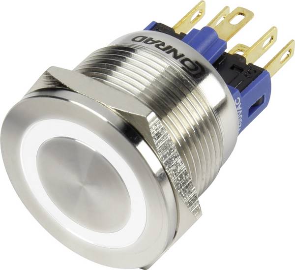 TRU COMPONENTS 1303050 GQ22S-11E/W/12V Vandalismebestendige druktoets 250 V/AC 3 A 1x uit/(aan) Moment Wit IP65 1 stuk(s)