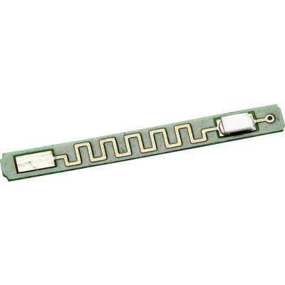 Een groene elektrische schakeling met een zigzagpatroon en kleine elektronische componenten.