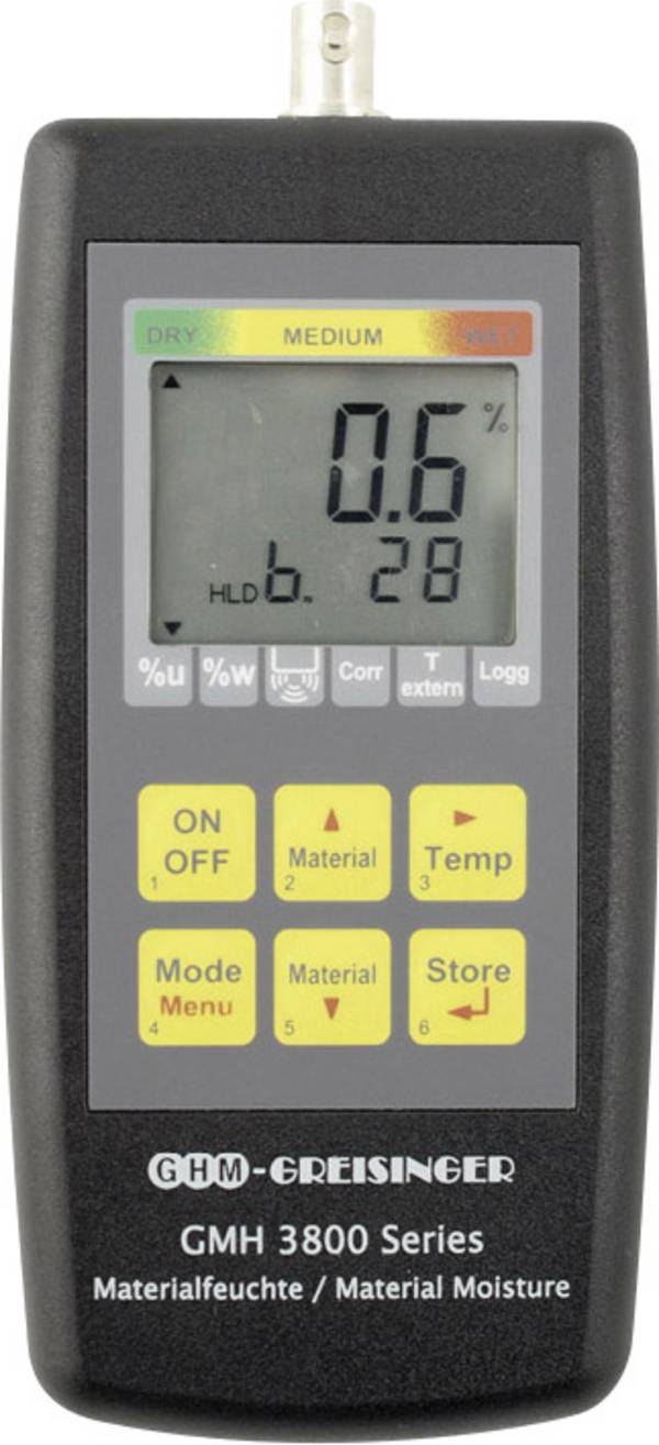 Greisinger GMH3851 Materiaalvochtmeter Meetbereik bouwvochtigheid 0 tot 0.5 %Vol. Meetbereik houtvochtigheid (bereik) 0 tot 100 %Vol. Temperatuurmeting