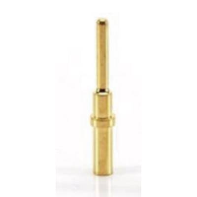 Een gouden, cilindrische metalen pen, verticaal gepositioneerd, op een witte achtergrond.