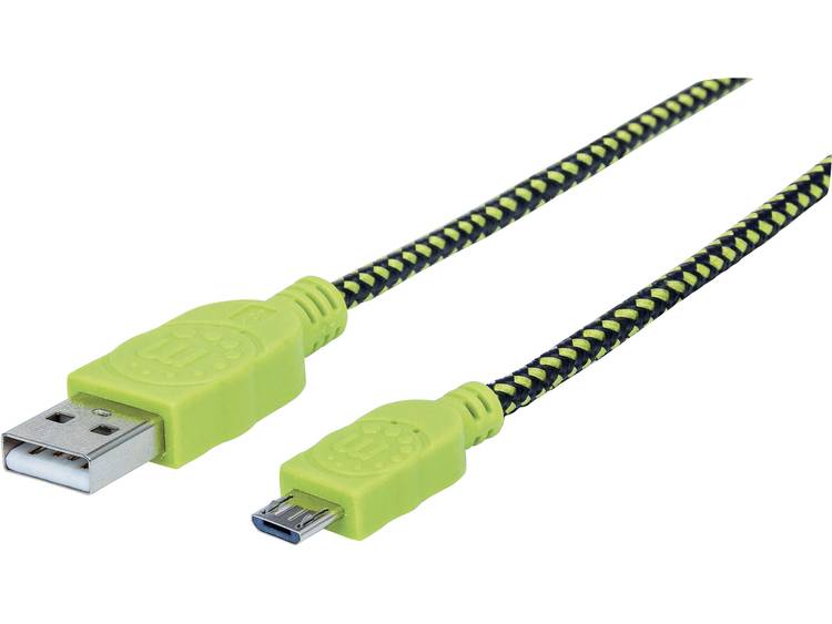 Manhattan USB Kabel Manhattan A -> micro B St-St 1.0m zwart-groen (352772)