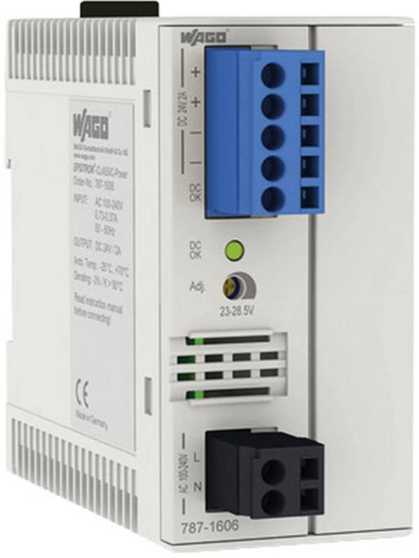 WAGO 787-1606 DIN-rail netvoeding 24 V/DC 2.2 A 62 W Aantal uitgangen:1 x Inhoud 1 stuk(s)