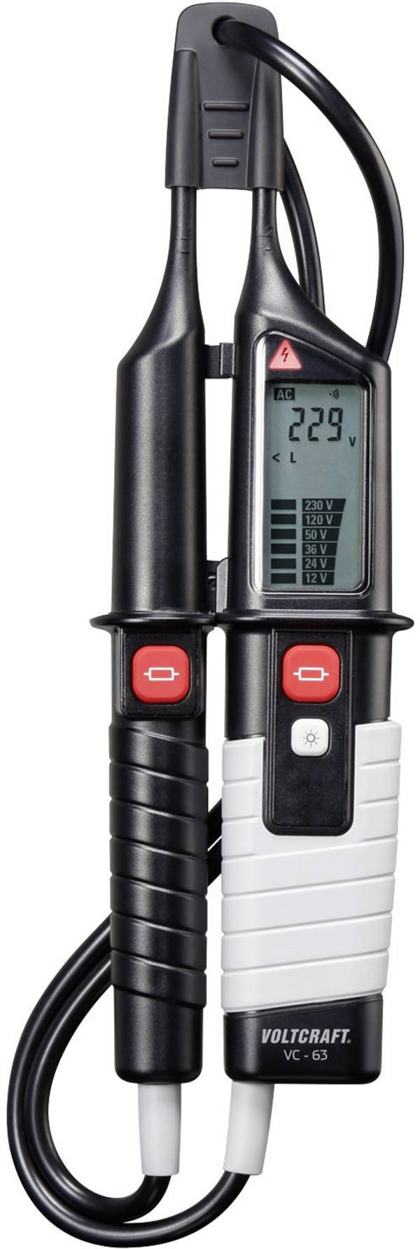 VOLTCRAFT VC 63 Tweepolige spanningstester  CAT III 1000 V, CAT IV 600 V Akoestisch, LCD, LED