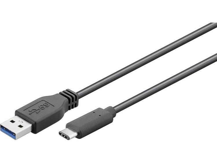 Goobay USB 3.0 Aansluitkabel [1x USB 3.0 stekker A 1x USB 3.1 stekker C] 1 m Zwart Vergulde steekcon
