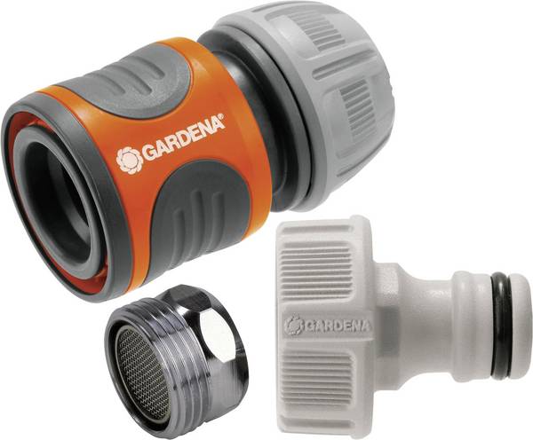 GARDENA 18285-20  Kunststof Kraanaansluiting Steekkoppeling, 13 mm (1/2") Ø, 15 mm (1/2") Ø, 24,2 mm (3/4") binnendraad, 26,44 mm (3/4") buitendraad, M22 binnendraad  Set