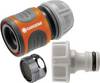 GARDENA 18285-20 Kunststof Kraanaansluiting Steekkoppeling, 13 mm (1/2") Ø, 15 mm (1/2") Ø, 24,2 mm (3/4") binnendraad, 26,44 mm (3/4") buitendraad, M22 binnendraad Set