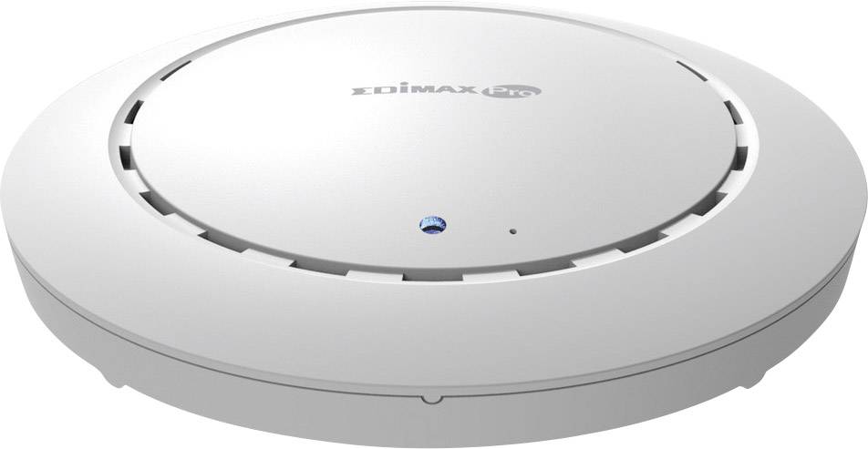 Slanke, platte WLAN-access point van Edimax met een gladde oppervlakte en een centraal, licht verdiept gedeelte.