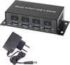 Renkforce RF-3955362 4 poorten USB-hub Met metalen behuizing, Individueel schakelbaar, Voor wandmontage Zwart