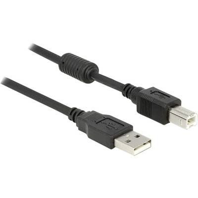 Delock USB-kabel USB 2.0 USB-A stekker, USB-B stekker 1.00 m Zwart Met Ferrietkern 83566