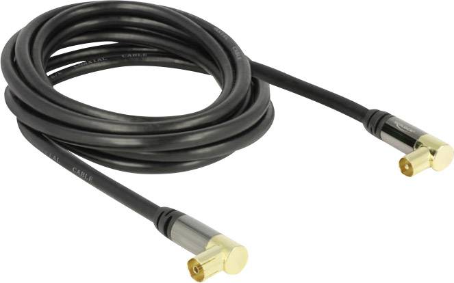 Delock Antenna Cable IEC Plug Angled > IEC Jack Angled RG-6/U 3 m black-0