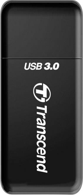 Zwarte USB-stick met het opschrift 'USB 3.0 Transcend', toont het model van het opslagapparaat.